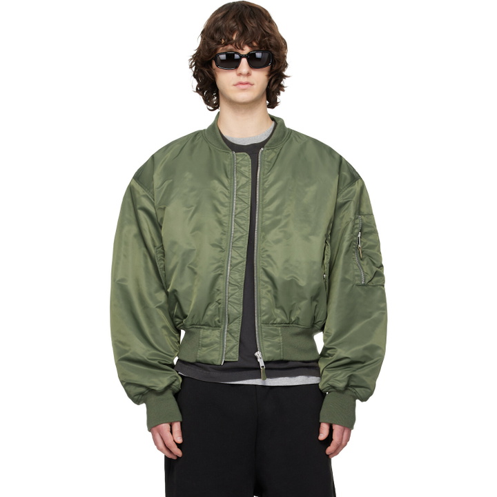 Photo: Entire Studios Khaki Cropped Broad Bomber Jacket