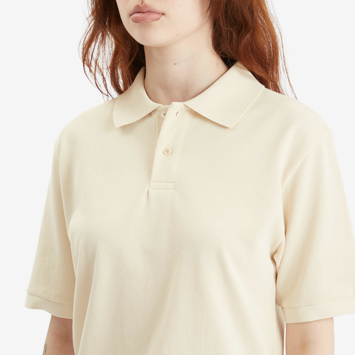 トップス AURALEE HIGH GAUGE PIQUE POLO Auralee Women's High Gauge Pique Polo in Ivory Auralee
