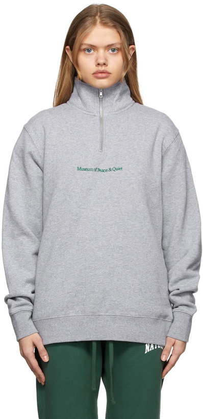 Photo: Museum of Peace & Quiet Grey Half-Zip Logo Sweatshirt