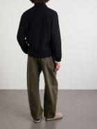 UMIT BENAN - Matt Ribbed Cashmere Zip-Up Cardigan - Black