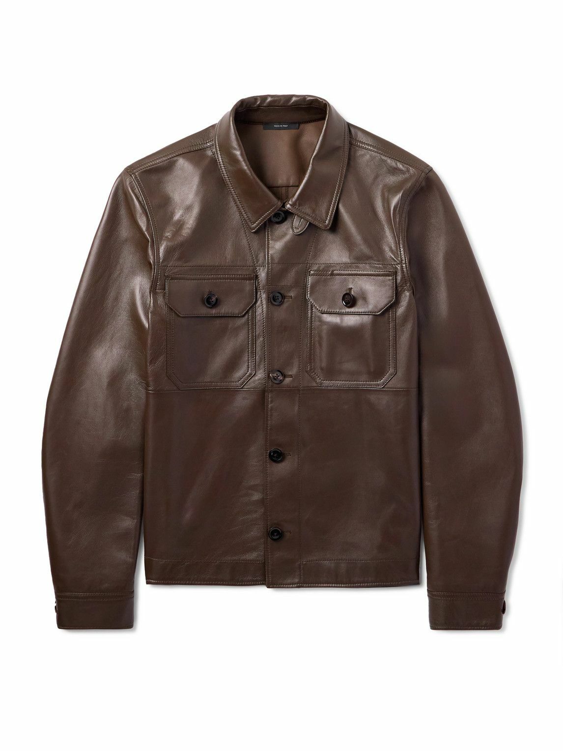 【関税&送料込み】Tom Ford Brown Jacket With Adjustable Be TOM FORD - Leather Jacket - Brown TOM FORD