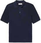 Brunello Cucinelli - Ribbed Cotton Polo Shirt - Blue