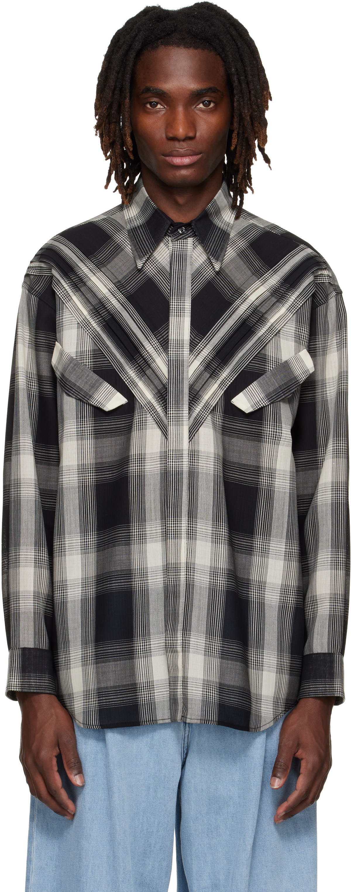 Stefan Cooke Black & Off-White Chevron Shirt