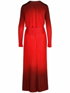 JOHANNA ORTIZ - Red Mito De La Selva Viscose Midi Dress