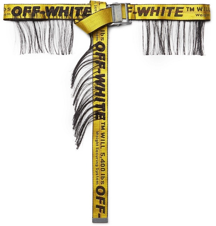 Photo: Off-White - 3.5cm Yellow Industrial Fringed Logo-Jacquard Webbing Belt - Yellow