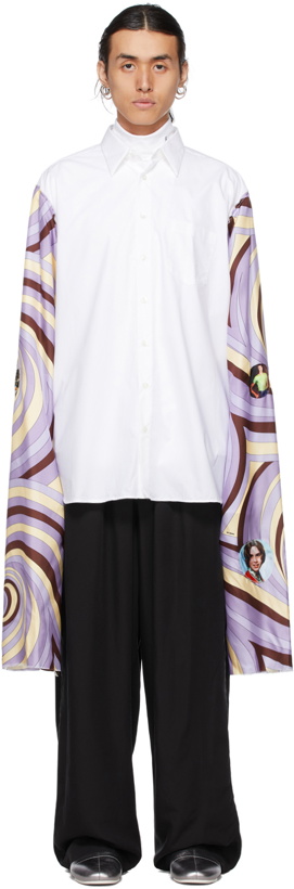 Photo: Raf Simons White & Purple Extended Sleeves Box Shirt