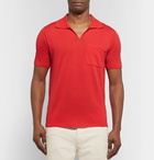 Brioni - Slim-Fit Embroidered Cotton-Jersey Polo Shirt - Men - Tomato red