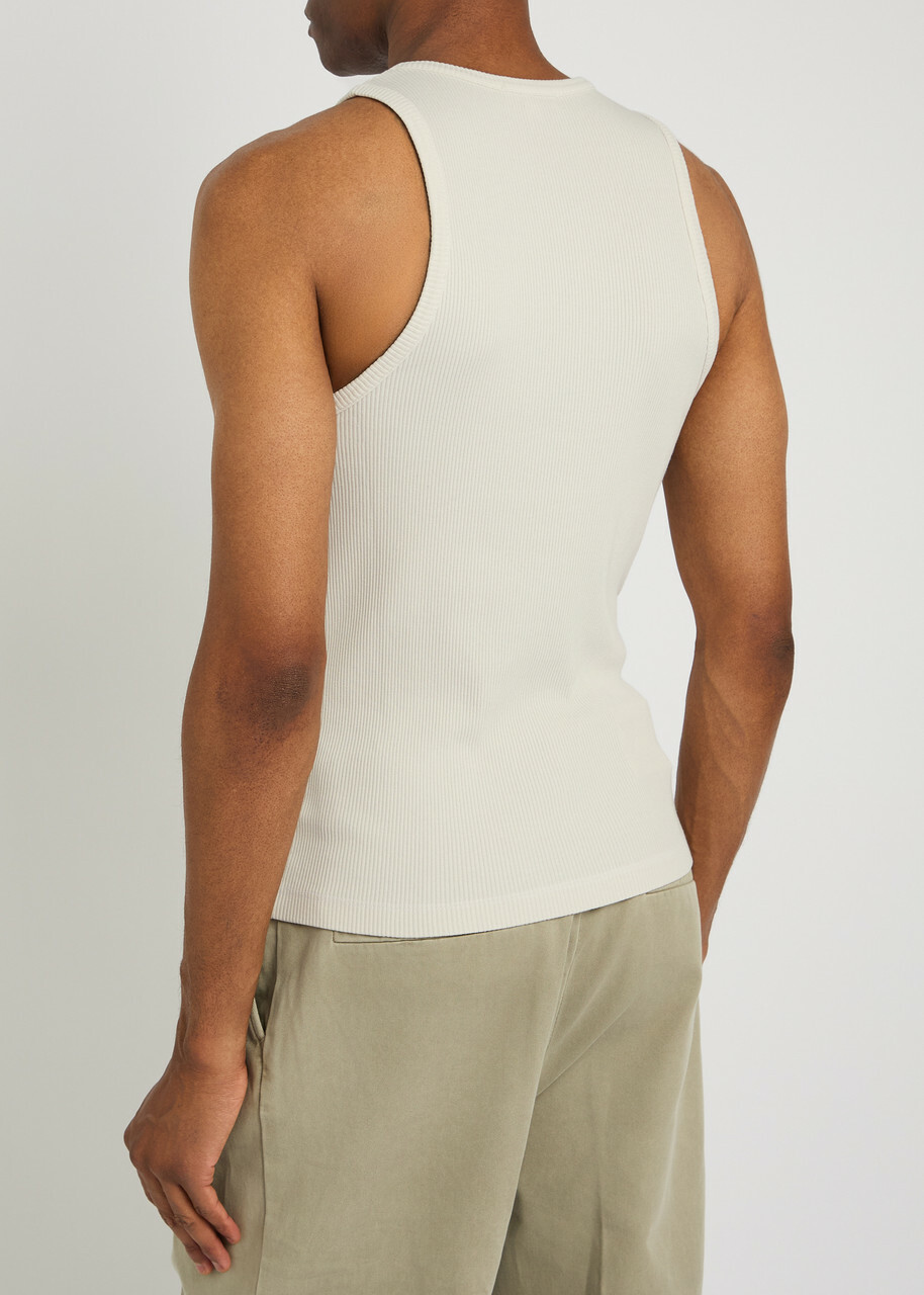 Agolde Viggo Ribbed Cotton Tank top Light Grey