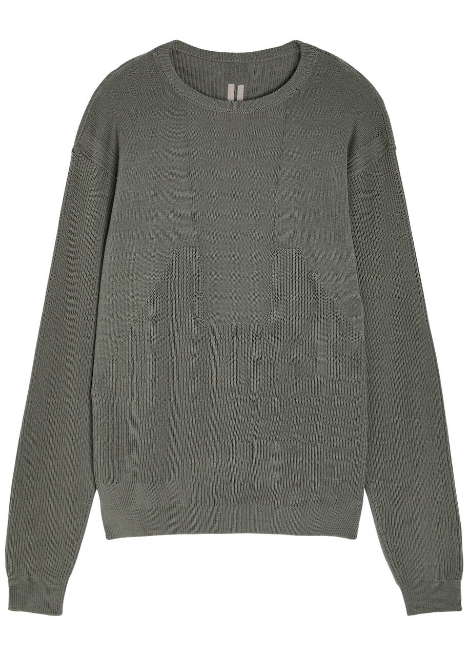 Rick Owens Ribbed Wool Jumper Brown
