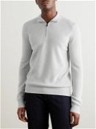 Brioni - Ribbed Cashmere, Wool and Silk-Blend Half-Zip Sweater - Gray