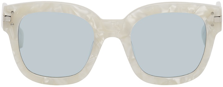 Photo: AMIRI Silver & Blue Classic Logo Sunglasses
