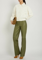 Skiim Boxy Leather Bomber Jacket Off White
