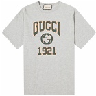 Gucci Men's Interlocking GG College Logo T-Shirt in Grey Melange