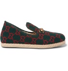 Gucci - Fria Horsebit Logo-Print Wool Loafers - Green