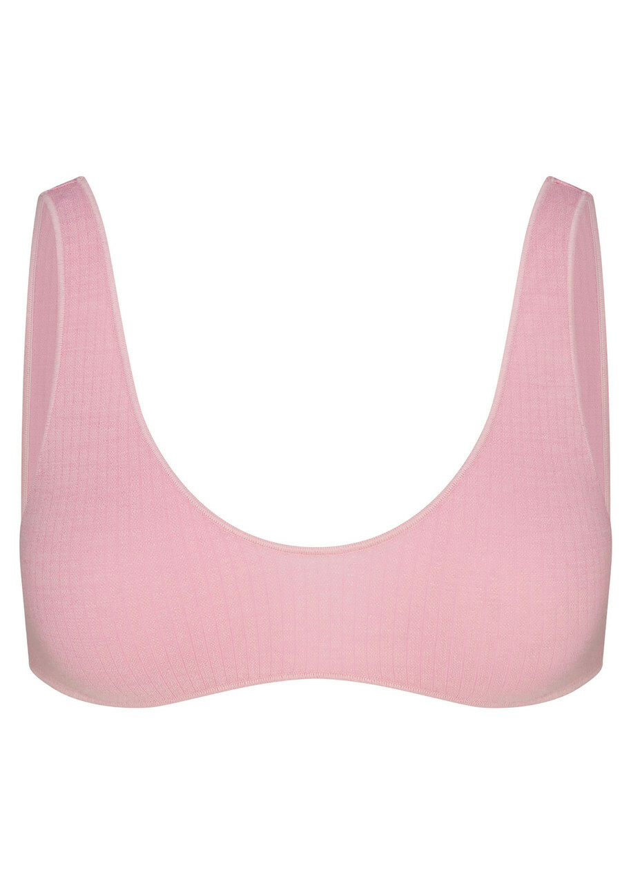 Skims Ribbed Wool-blend Bralette Pink
