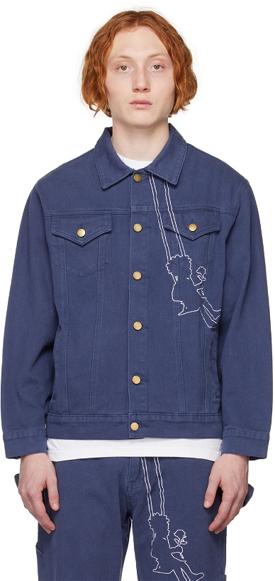 Photo: KidSuper Blue Swingset Denim Jacket