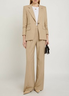 Veronica Beard Battista Gathered-sleeve Woven Blazer Khaki