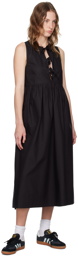 GANNI Black A-Line Midi Dress