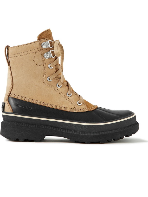 Photo: Sorel - Caribou Storm Faux Shearling-Lined Full-Grain Leather and Rubber Snow Boots - Neutrals