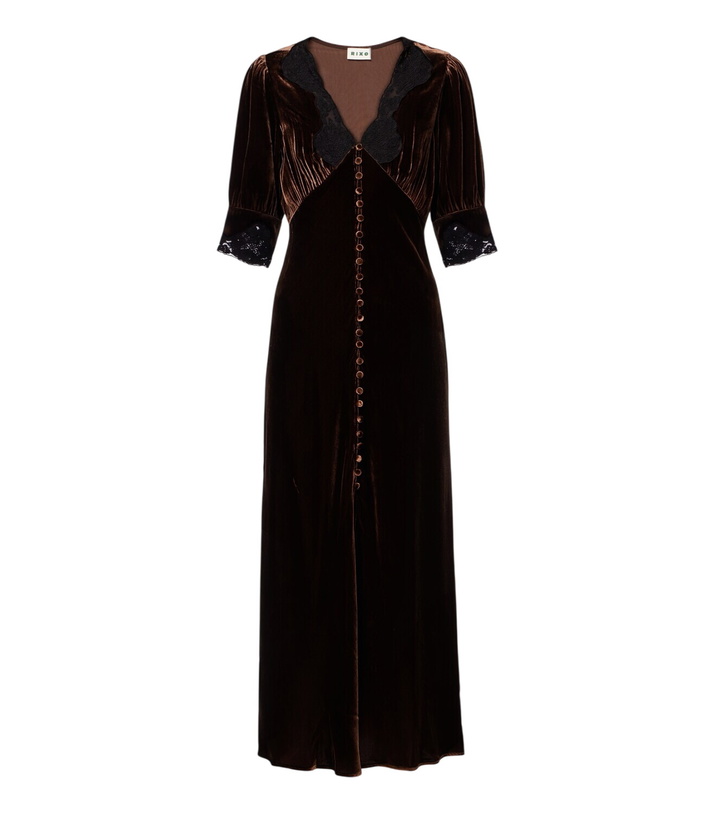 Photo: Rixo Simone lace-trimmed velvet midi dress
