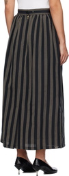 visvim Black & Gray Stripe Maxi Skirt