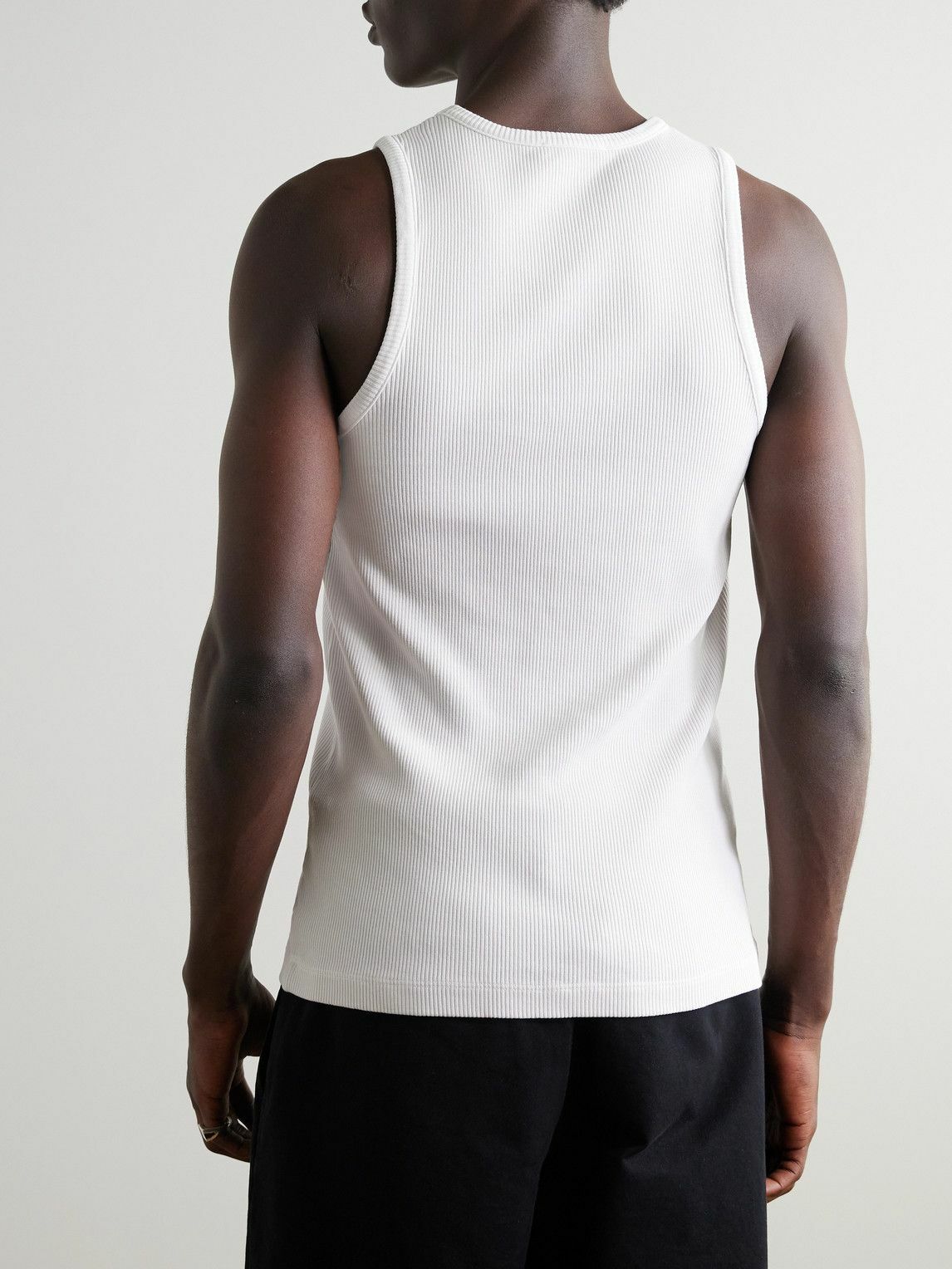 AGOLDE - Viggo Ribbed Stretch Organic Cotton and TENCEL™ Lyocell-Blend Tank Top - Neutrals