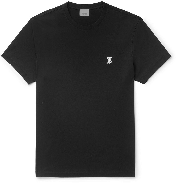 Photo: Burberry - Logo-Embroidered Cotton-Jersey T-Shirt - Black