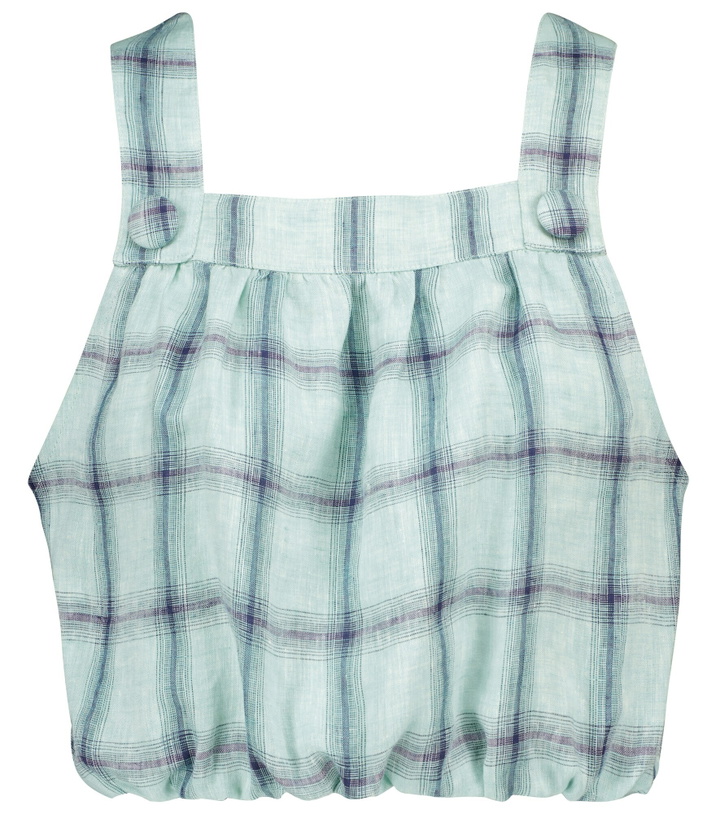 Photo: Lisa Marie Fernandez - Blouson checked linen crop top