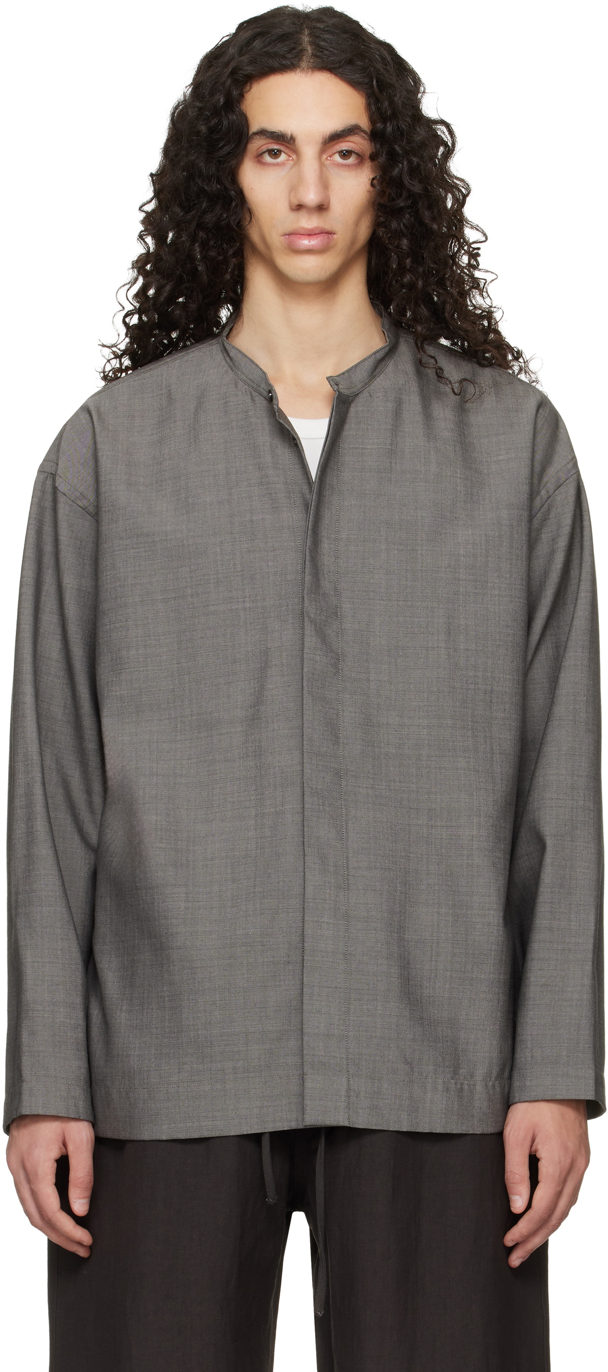 STUDIO NICHOLSON×THOMAS MASON バンドカラーシャツ Thomas Mason 