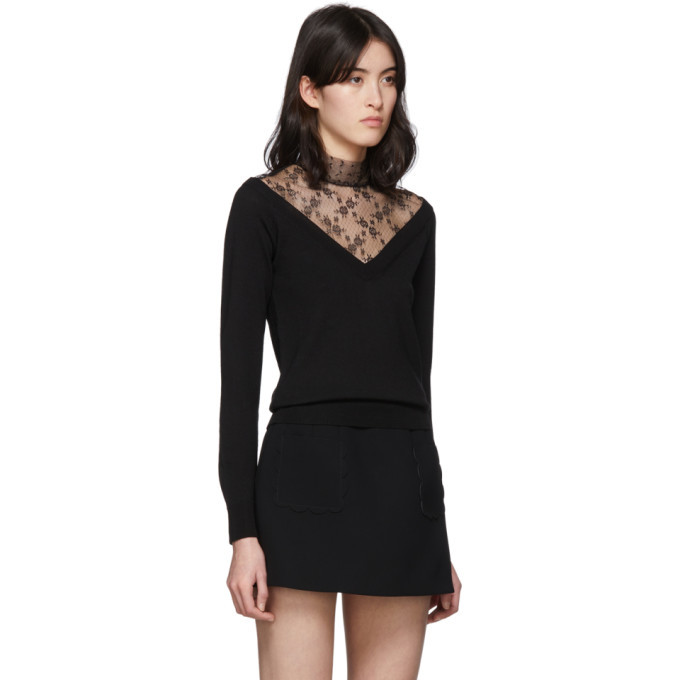 RED Valentino Black Lace Turtleneck RED Valentino