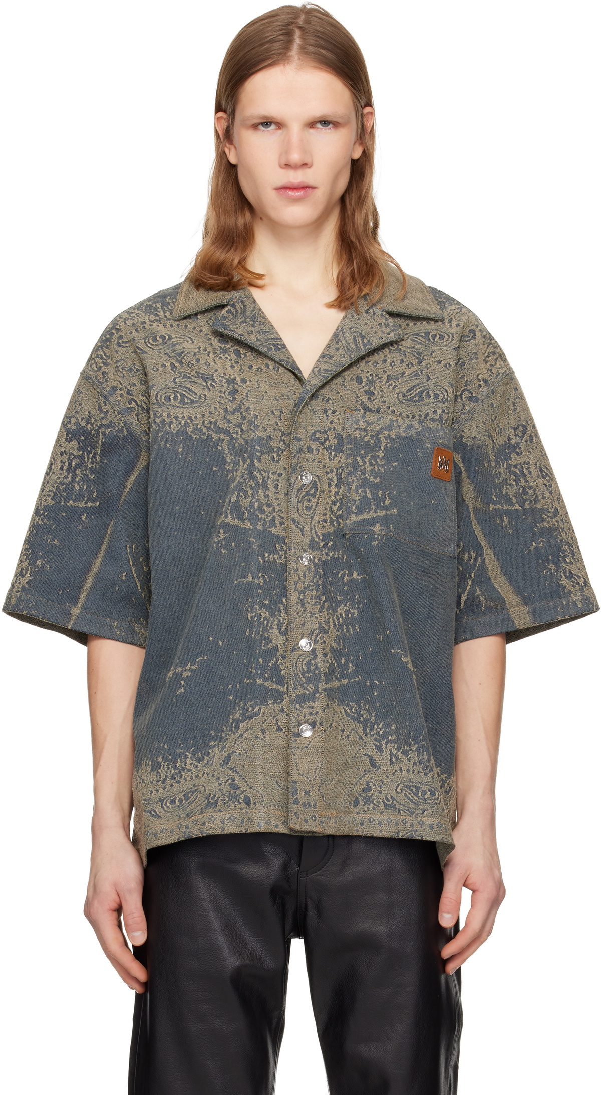 ヨ*リ様 AMIRI 24SS バンダナジャガードデニム半袖シャツ ヨ*リ様 AMIRI 24SS バンダナジャガードデニム半袖シャツ ヨ*リ様