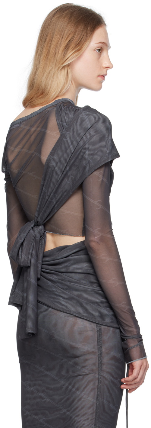 Jade Cropper Gray Wrap Long Sleeve T-Shirt
