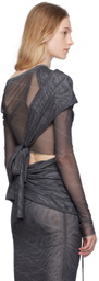 Jade Cropper Gray Wrap Long Sleeve T-Shirt