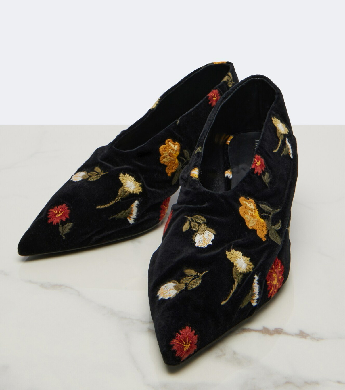 Khaite Miriam embroidered velvet pumps
