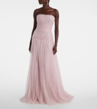 Marmar Halim Caped pleated bustier gown