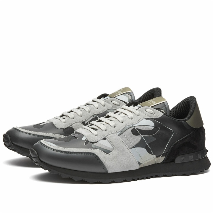 Photo: Valentino Men's Rockrunner Sneakers in Grey/Silver