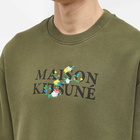 Maison Kitsuné Men's Flowers Comfort Crew Sweat in Military Green