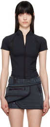 HYEIN SEO Navy Slashed Zip T-shirt