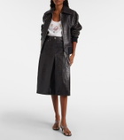 Rabanne Croc-effect leather blouson jacket