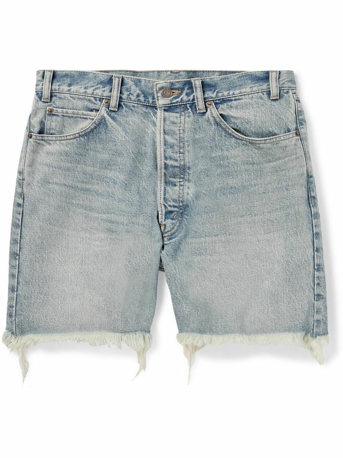 CELINE - Wesley Straight-Leg Distressed Denim Shorts - Blue