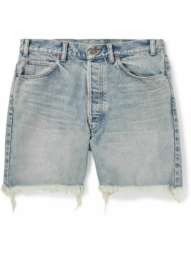 Photo: CELINE - Wesley Straight-Leg Distressed Denim Shorts - Blue