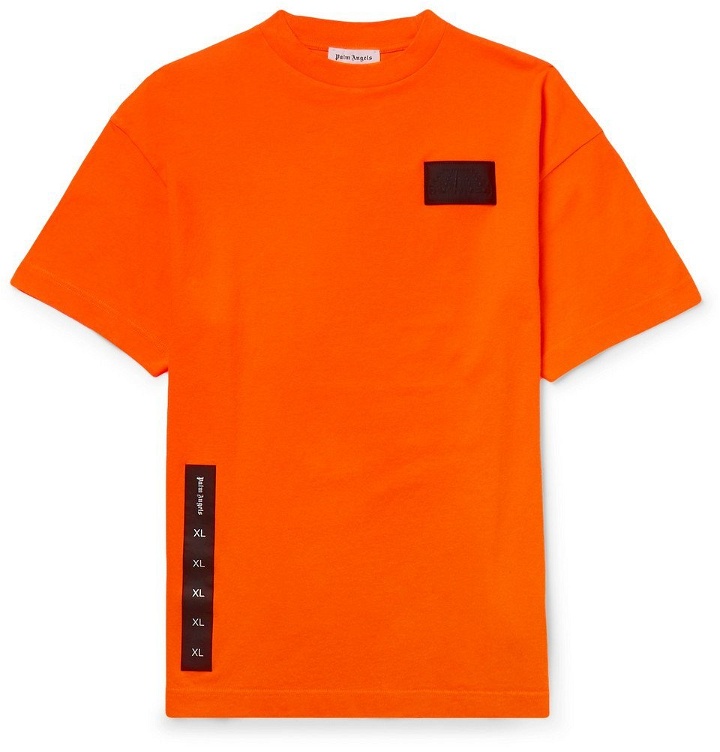Photo: Palm Angels - Appliquéd Cotton-Jersey T-Shirt - Men - Orange