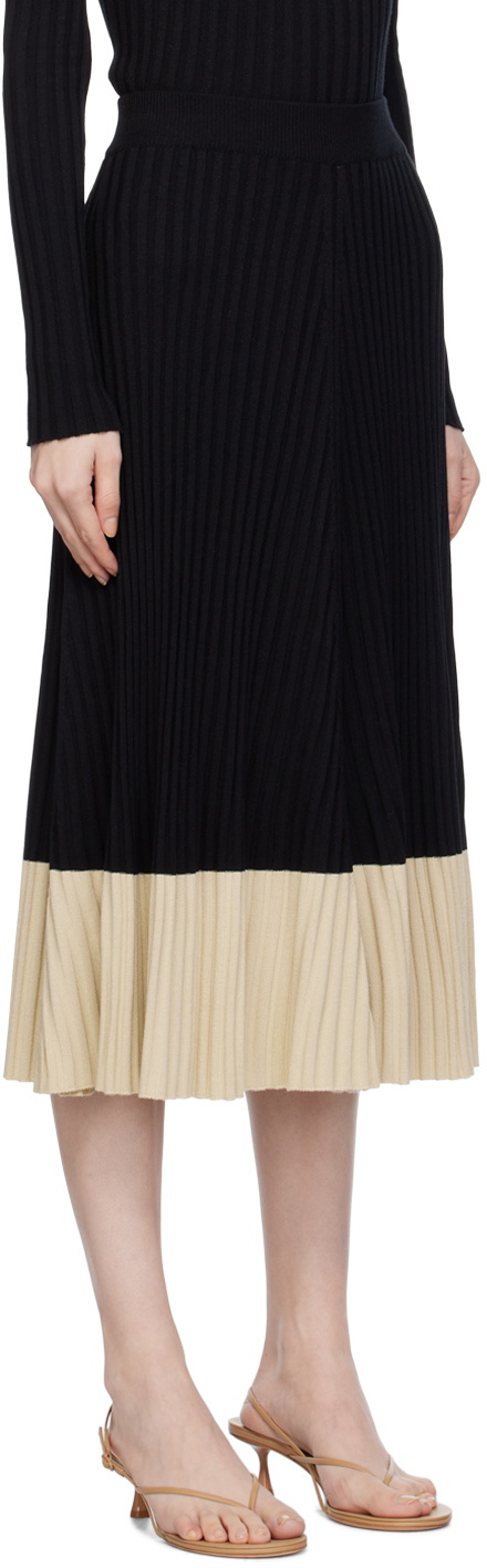 BEVZA Black Colorblocked Midi Skirt