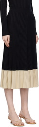 BEVZA Black Colorblocked Midi Skirt