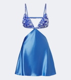 Retrofête Taliera embellished satin cut-out minidress