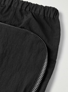 HAYDENSHAPES - Outline Straight-Leg Logo-Appliquéd Crinkled-Shell Trousers - Black