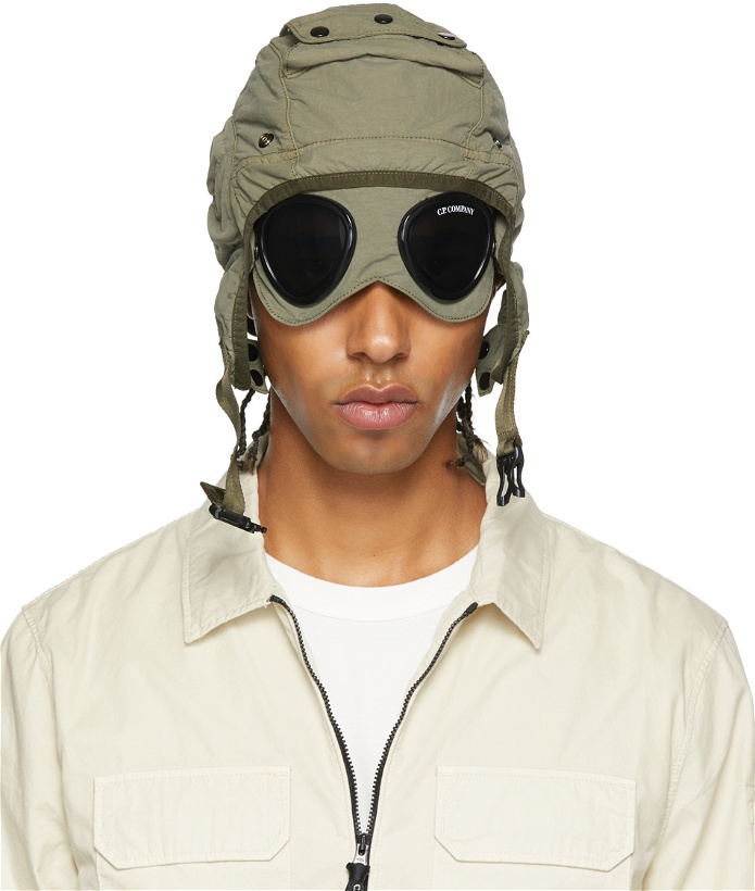 Photo: C.P. Company Khaki Flatt Aviator Goggle Hat