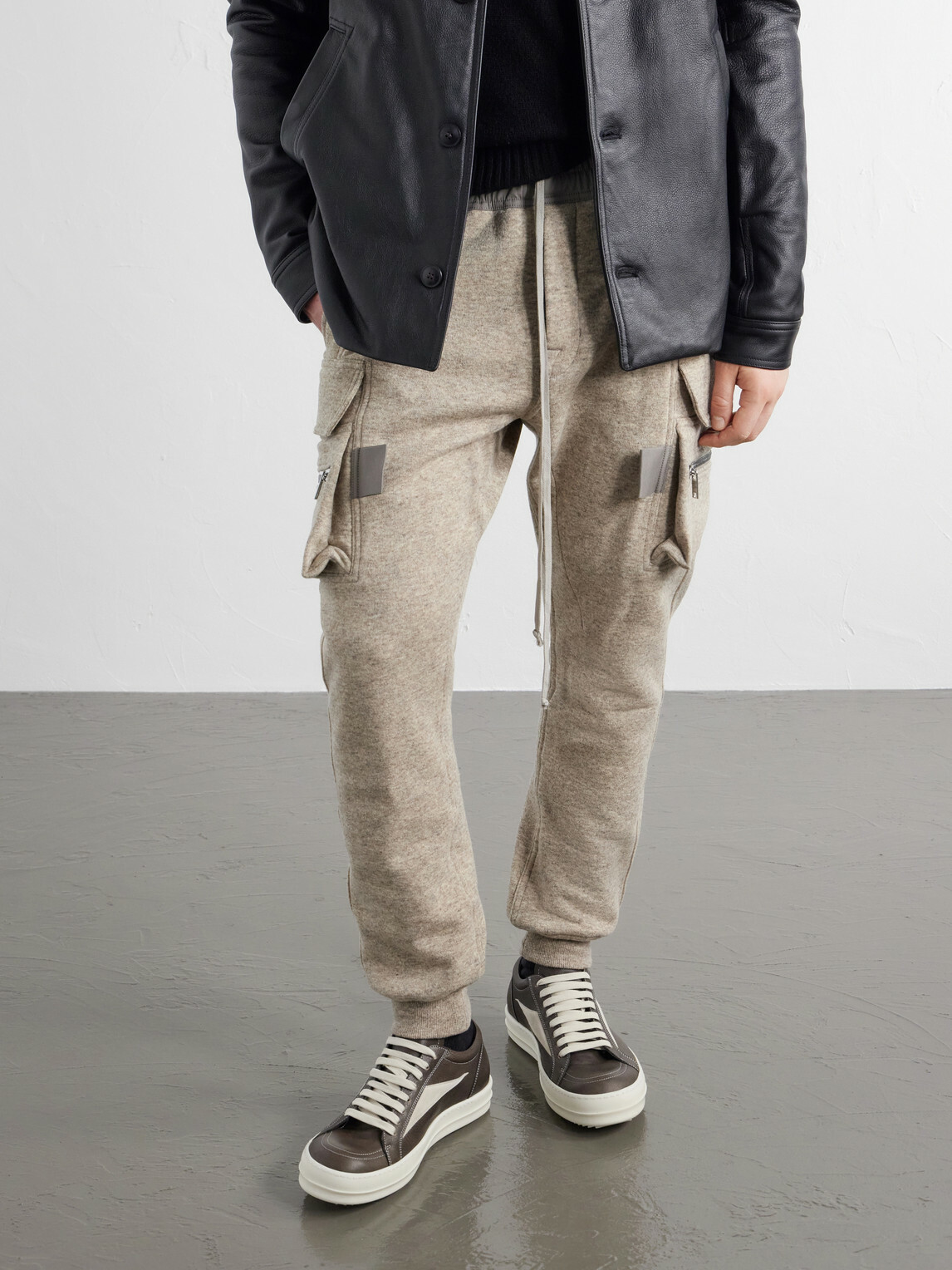 Rick Owens - Vintage Sneaks Suede-Trimmed Full-Grained Leather Sneakers - Brown