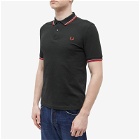 Fred Perry Authentic Men's Slim Fit Twin Tipped Polo Shirt in Night Green/Bright Pink/Washed Red