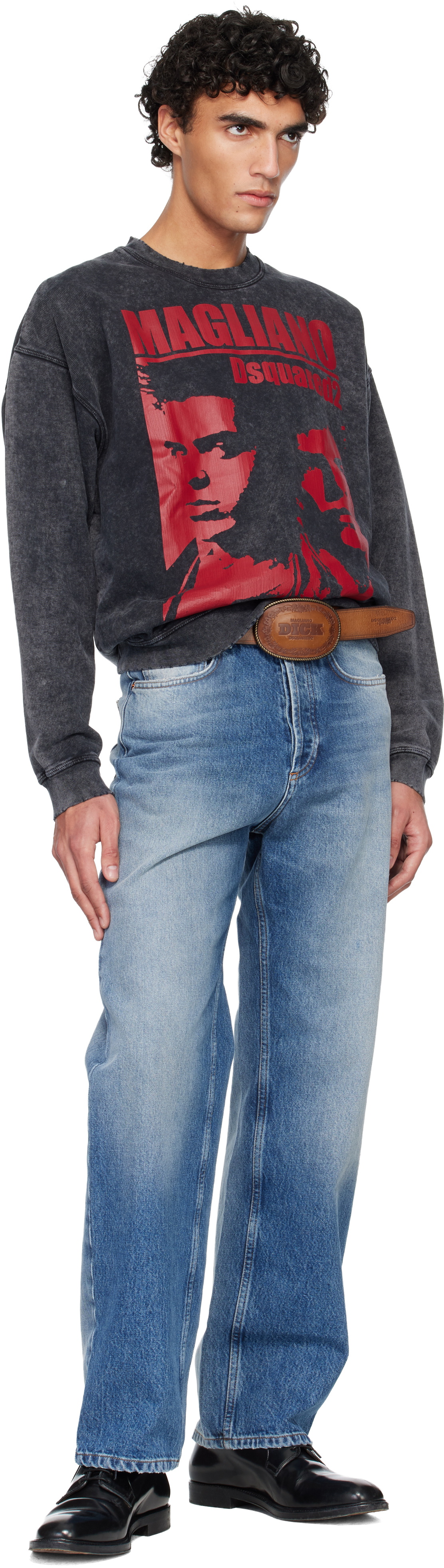 Dsquared2 Brown Magliano Edition D2 Embossed 'Dick' Buckle Belt